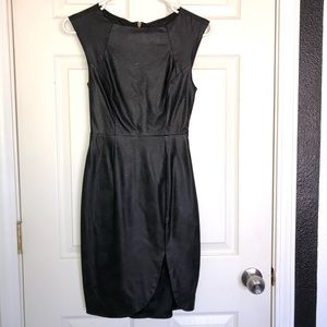 Faux leather midi dress with slit detail